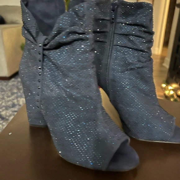 Blue sparkly peep toe Gianni Bini booties | tonssss of compliments - Picture 2 of 2